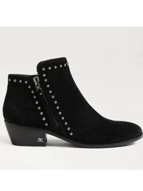 🆕 SAM EDELMAN Paola Studded Black Suede Ankle Booties Women’s Size 6.5 NWT